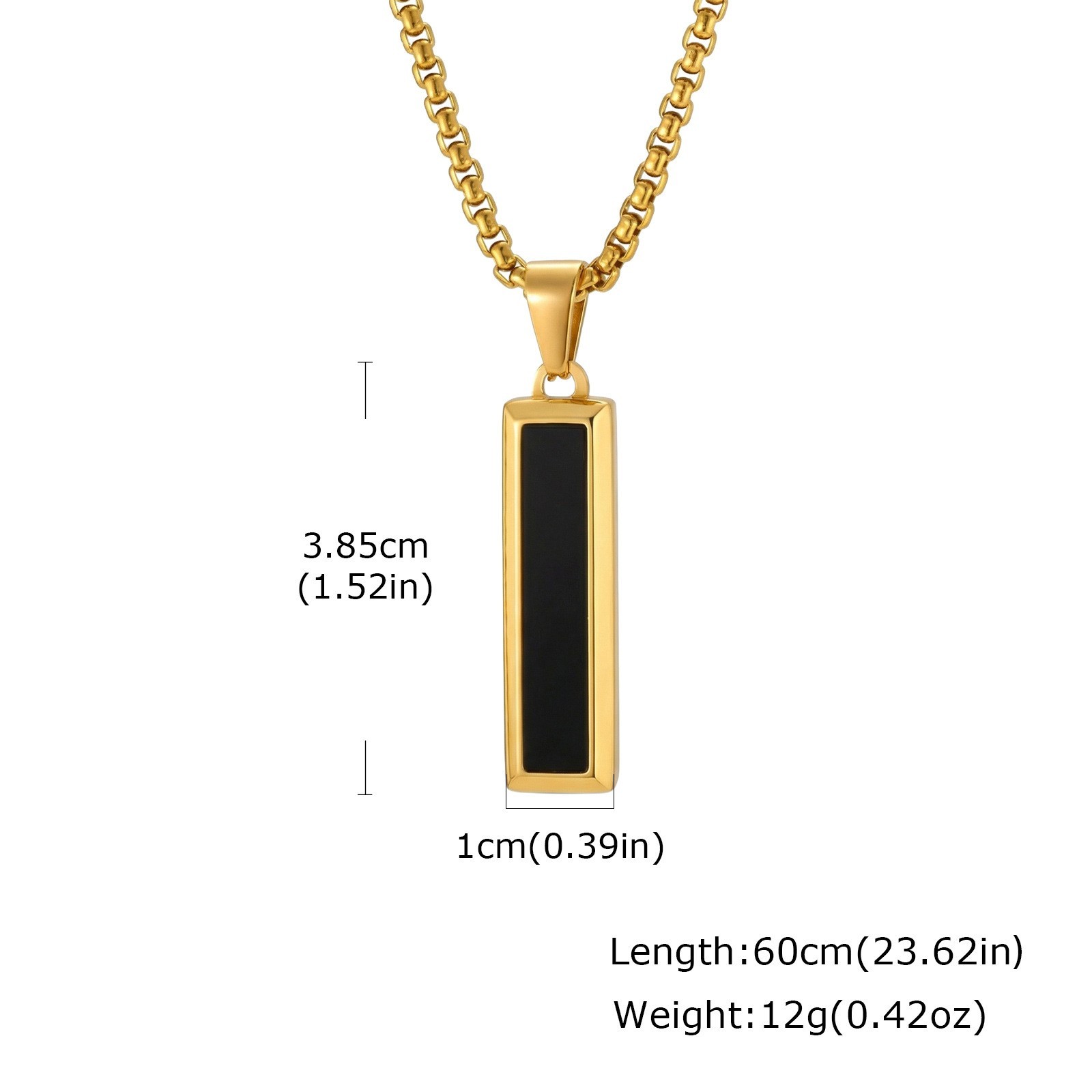Men’s Fashion Stainless Steel Agate and Turquoise Geometric Bar Pendant Necklace
