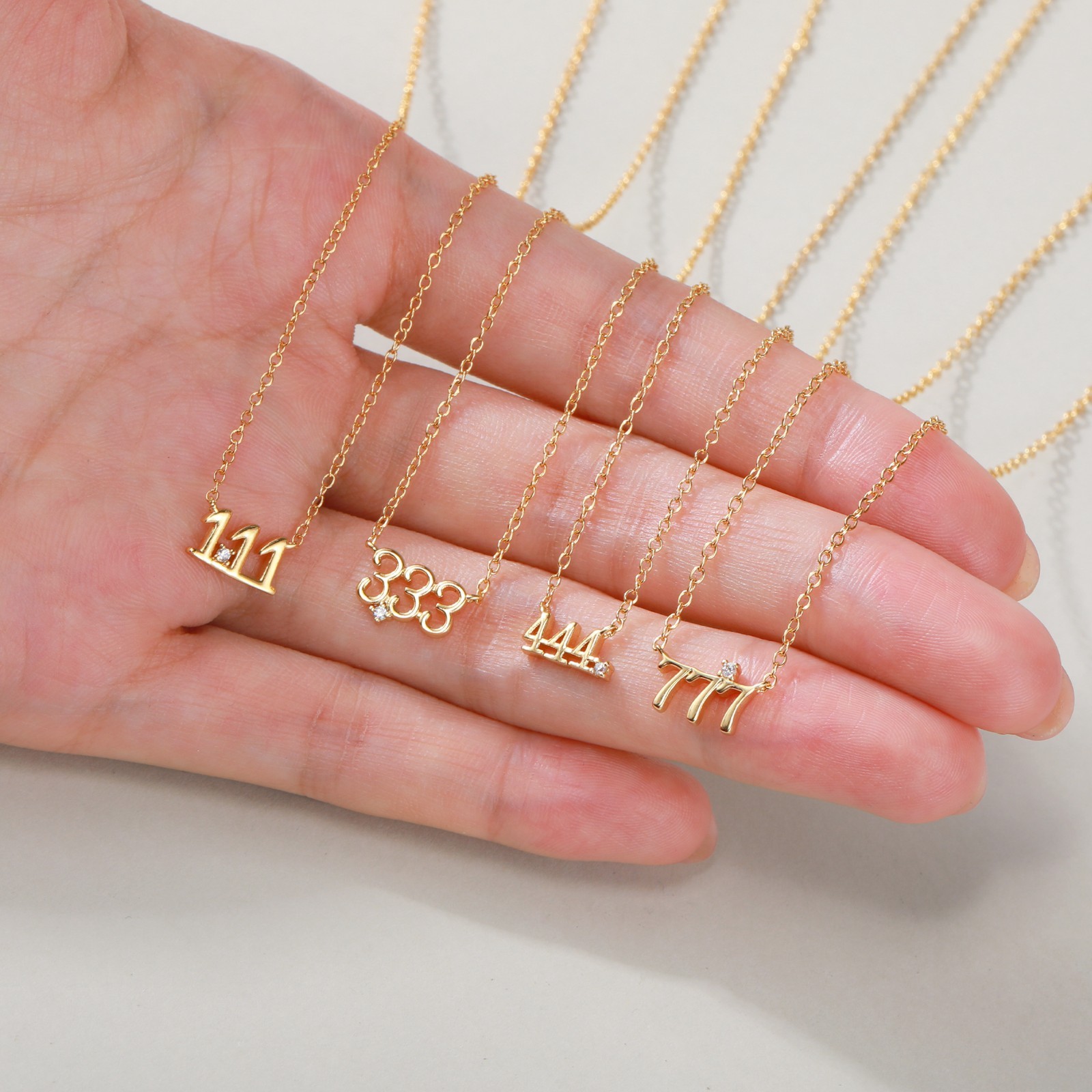 Gold Zircon Necklaces Number Design Collarbone Necklace Clavicle Chain