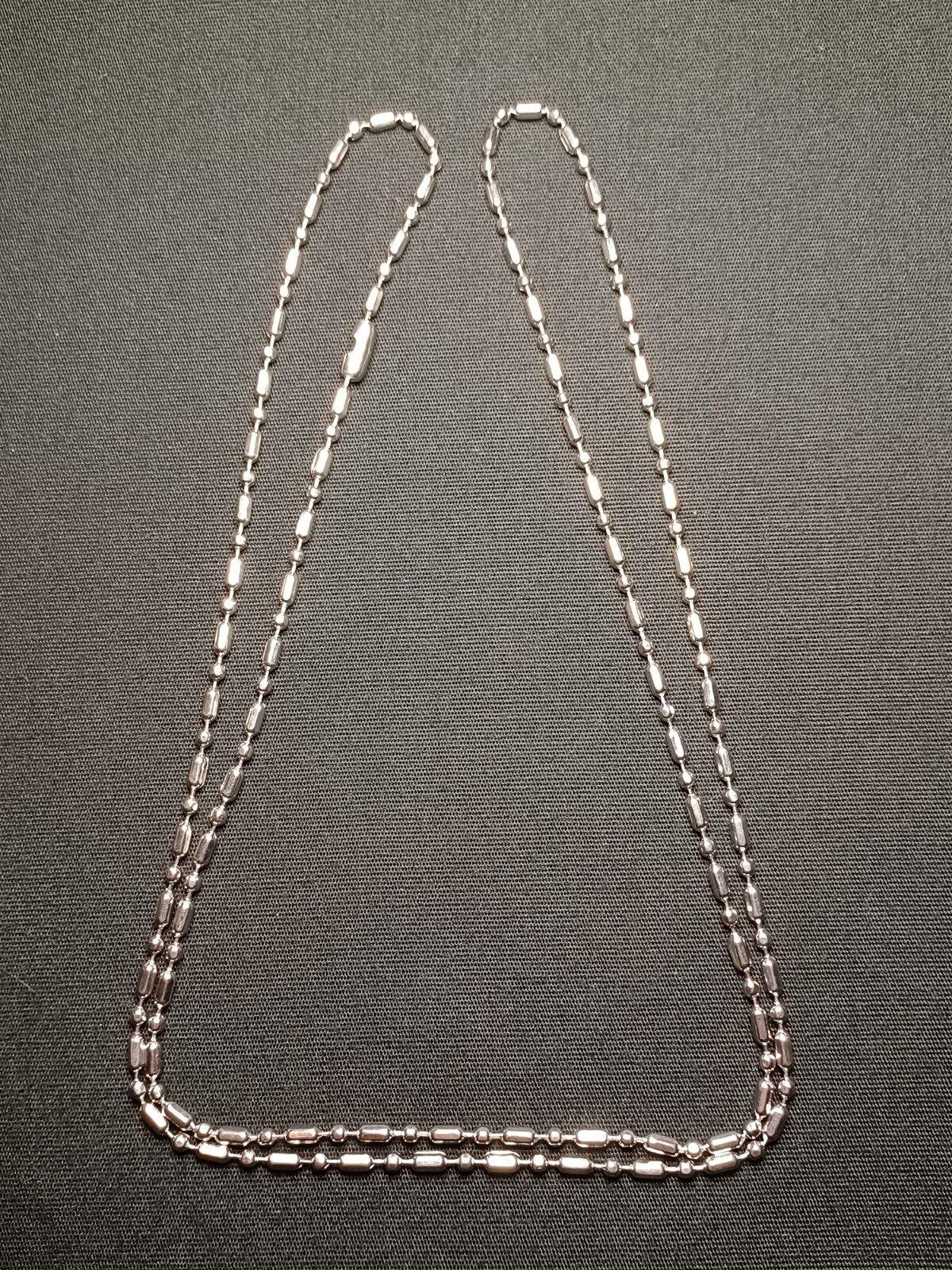30″ Stainless Steel 2.4mm Stylish Prism Bar & Ball Necklace Dog Tag Chain