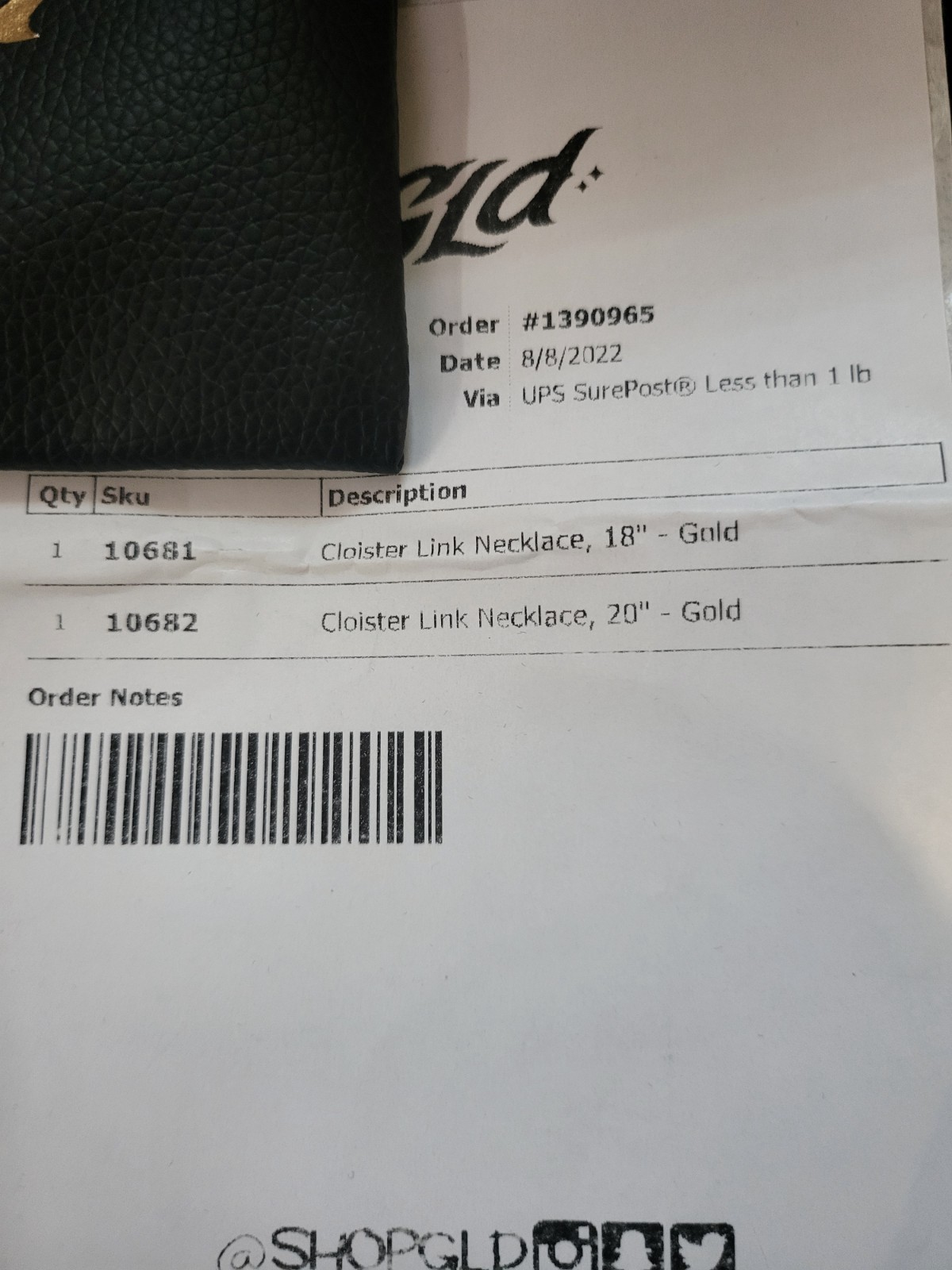 GLD (2) Cloister Link Chain Necklace Gold Metal CZ Clear 18in/20in Box Closure
