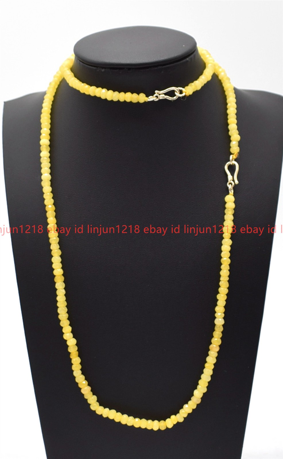 Natural 2x4mm Faceted Yellow Jade Gemstone Rondelle Necklace Bracelet 18/7.5in