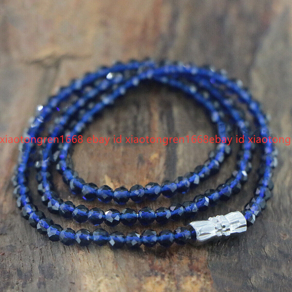 Faceted 3mm Bright Dark Blue Spinel Crystal Round Gems Beads Necklace 16-36”