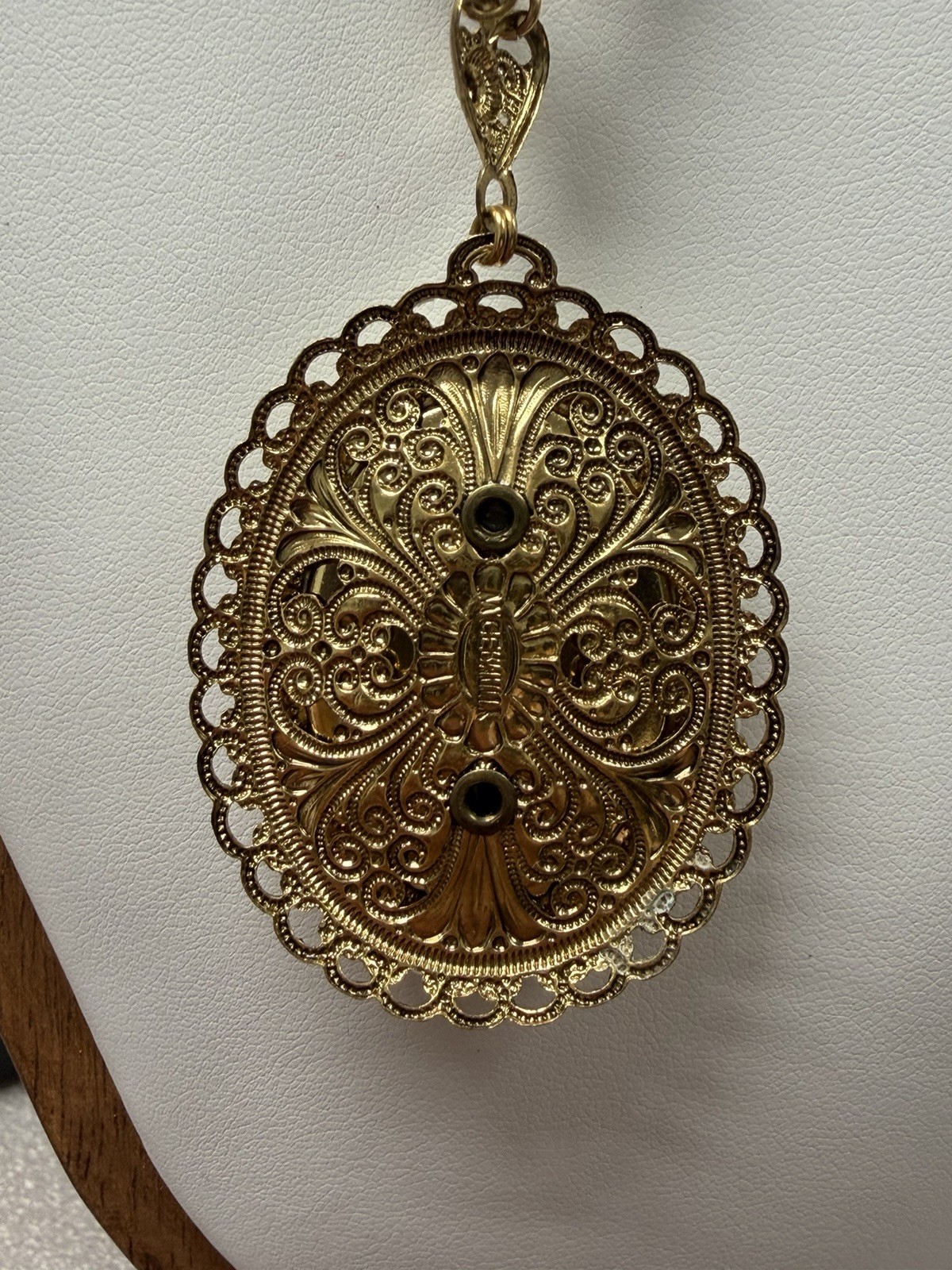 Vintage West Germany Painted Porcelain Floral Pendant 15”