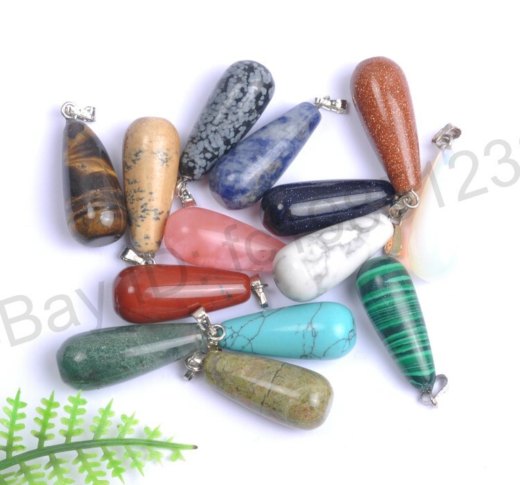 Wholesale NATURAL GEMSTONE Teardrop Charms Necklaces Pendants Earrings 20MM