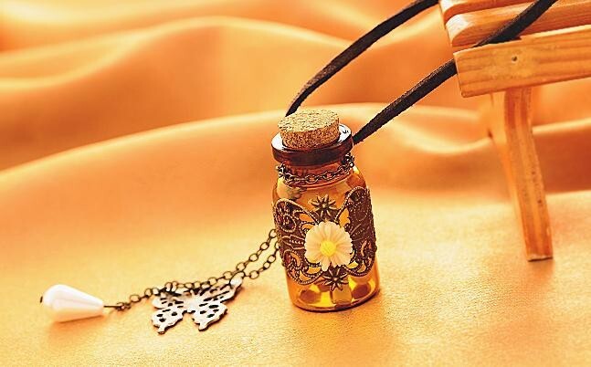 Wishing Little Retro Bottle Auspicious Pendant Butterflower Long Train Necklace