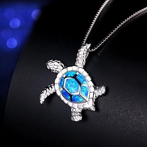 Fashionable Blue Opal Sea Turtle Pendant Necklace – Health & Longevity Symbol