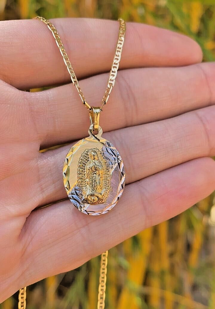 Virgem De Guadalupe Mariner Chain 24″ Necklace 14K Gol Filled Gifts Mens