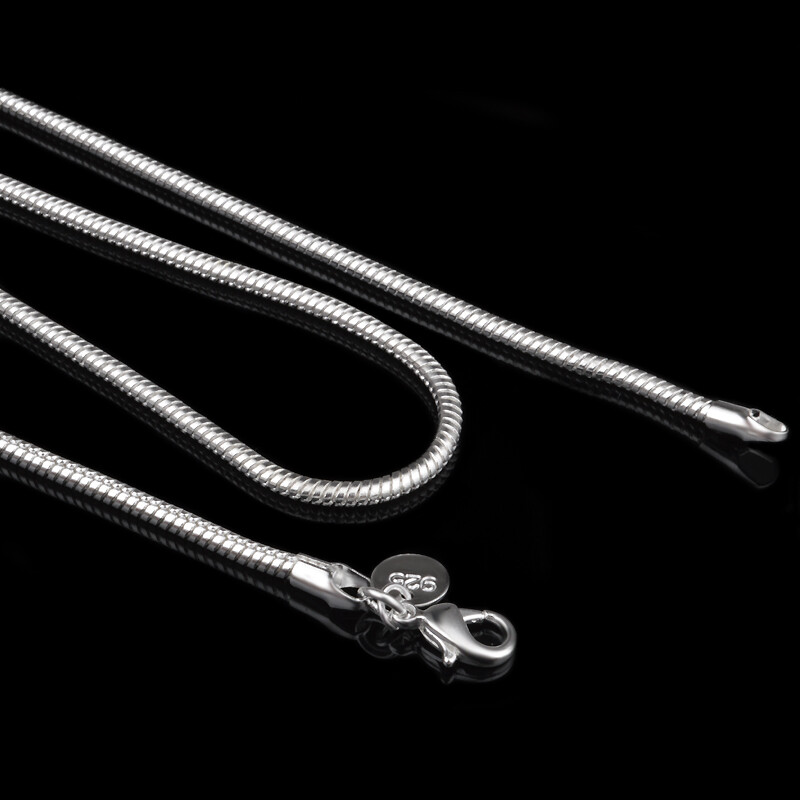 925 Silver Plated 1 mm Snake Chain Men’s Women’s Necklace 16″ 18″ 20″ 22″ 24″