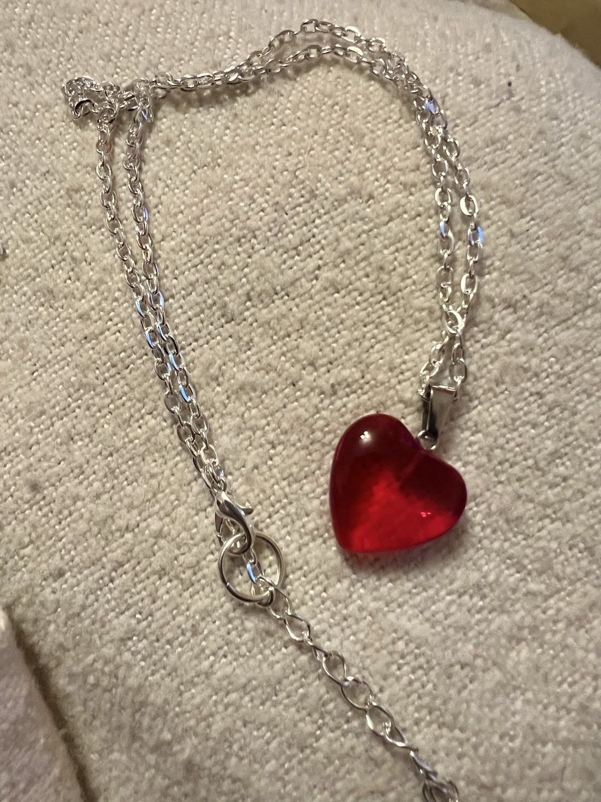 Small Red Love Heart Crystal Pendant Necklace Goth VALENTINES DAY UK SELLER