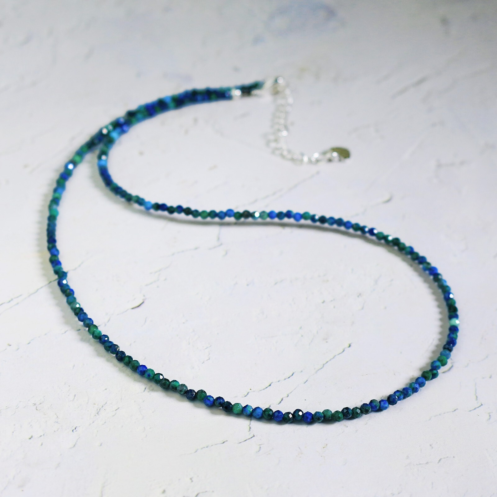 2MM Malachite Azurite Beads Choker Minimalist Healing Gemstone Women’s Necklace