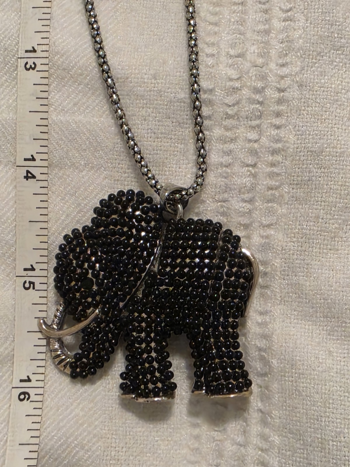 Vintage- C 1946 Elephant Rhinestone Pendant Silver Necklace- Great Condition!