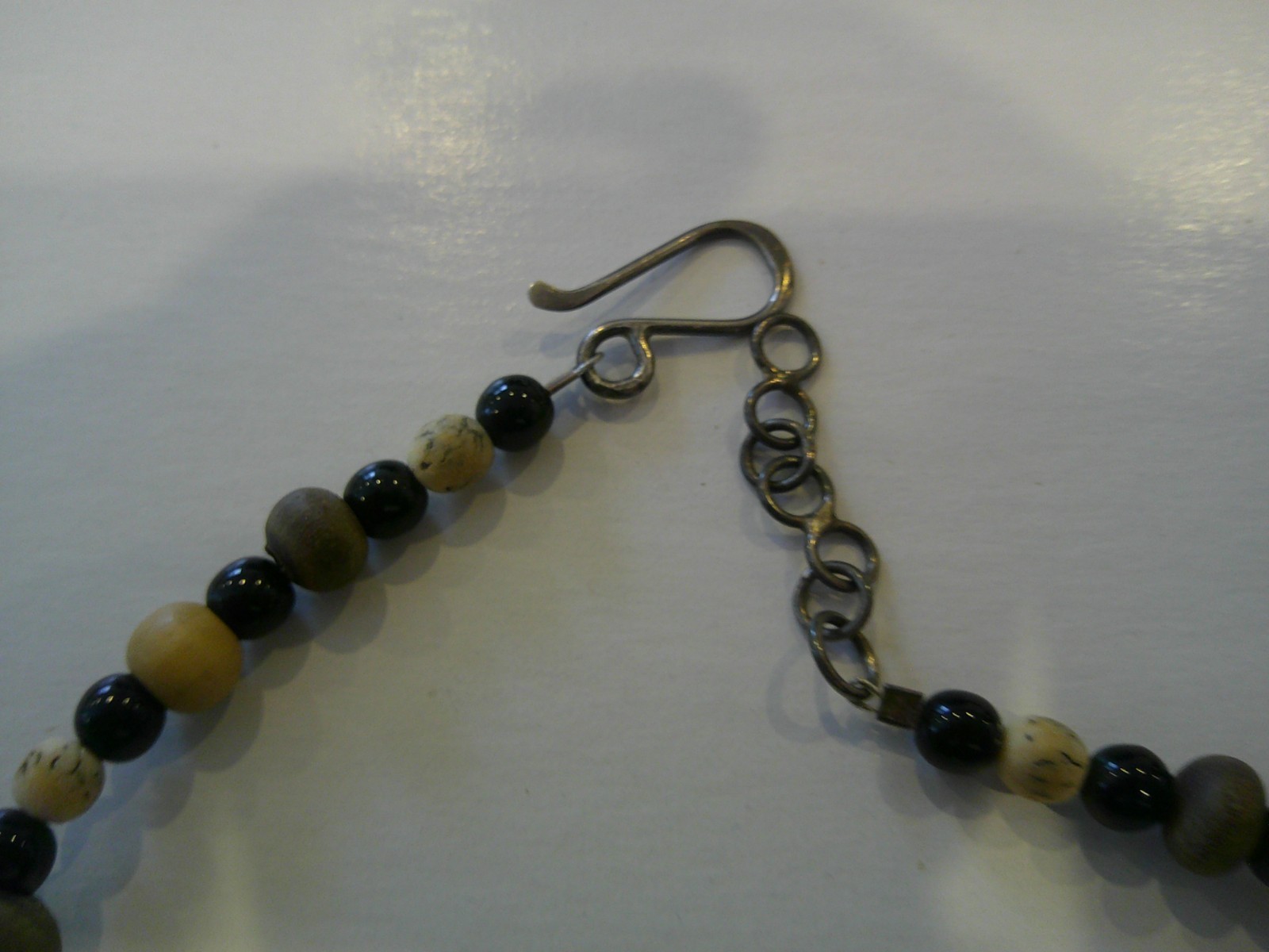 Beautiful Polished White Stone Beaded Necklace WITH 925 HOOK 16″ LONG