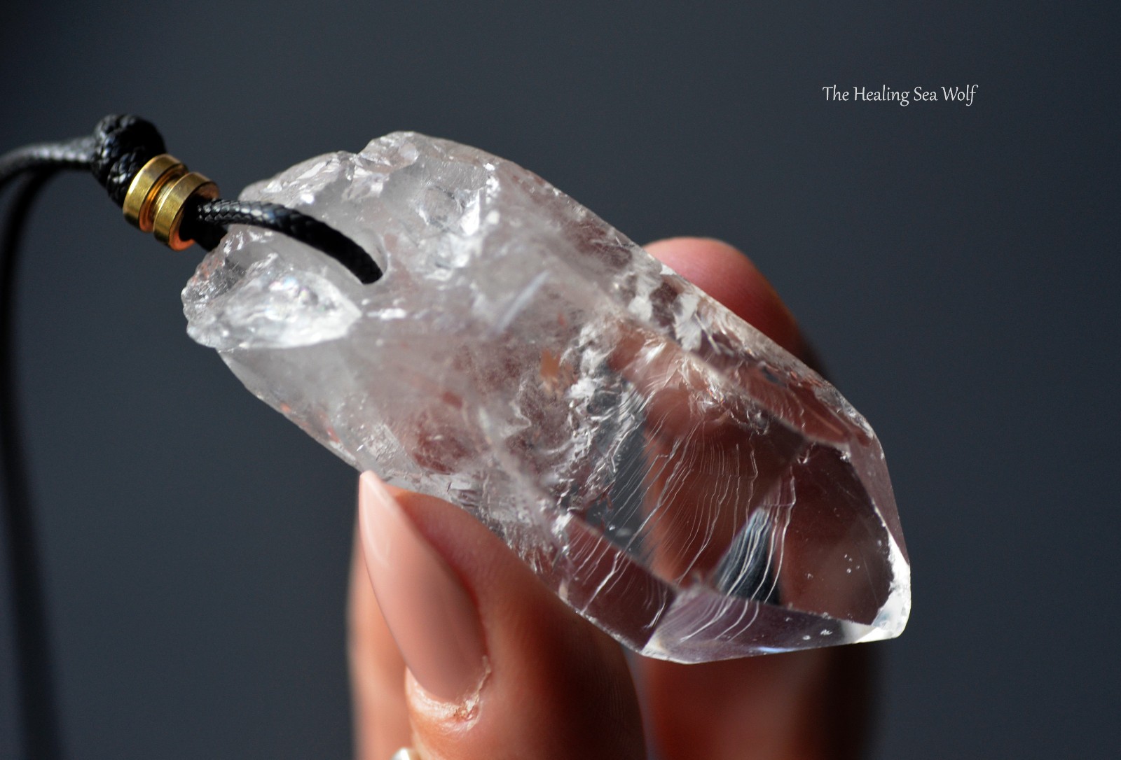 Diamantina Clear Quartz Necklace with Rare Curved Timelines • Manifestation Ally