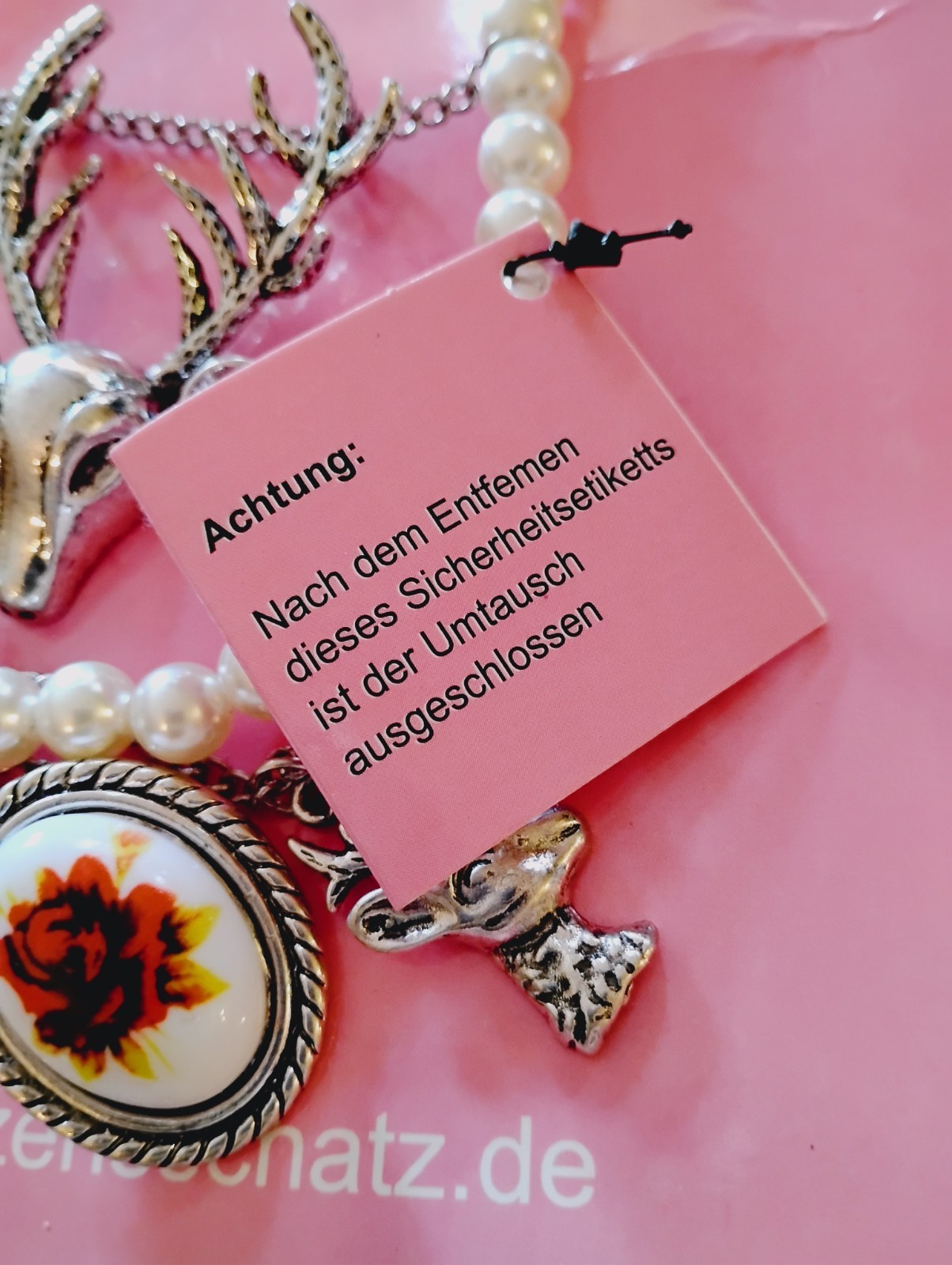 Fashion Jewelry.Germany, HERZENSSCHATZ Edelweiss, Deer charms with false pearls