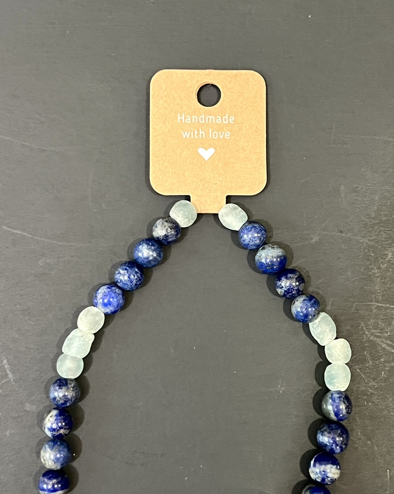 Handmade Jewish Star Of David Silver & Blue Beaded Elastic Chocker Necklace NEW