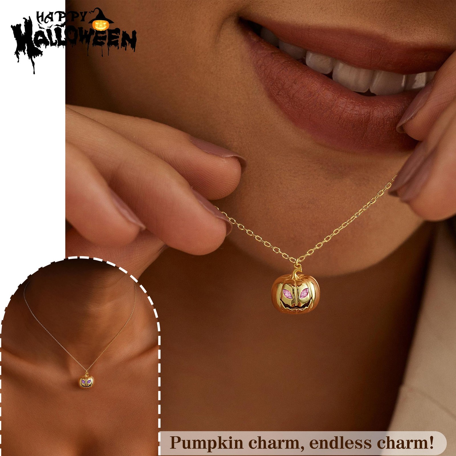 Halloween Gifts for Adults, Halloween Basket Stuffers Pumpkin Necklaces for W…