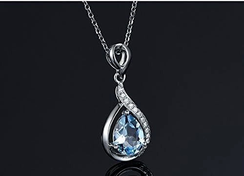 Silver Plated Teardrop Necklace 2 CT Simulated Christmas Gift Pendant for Girls
