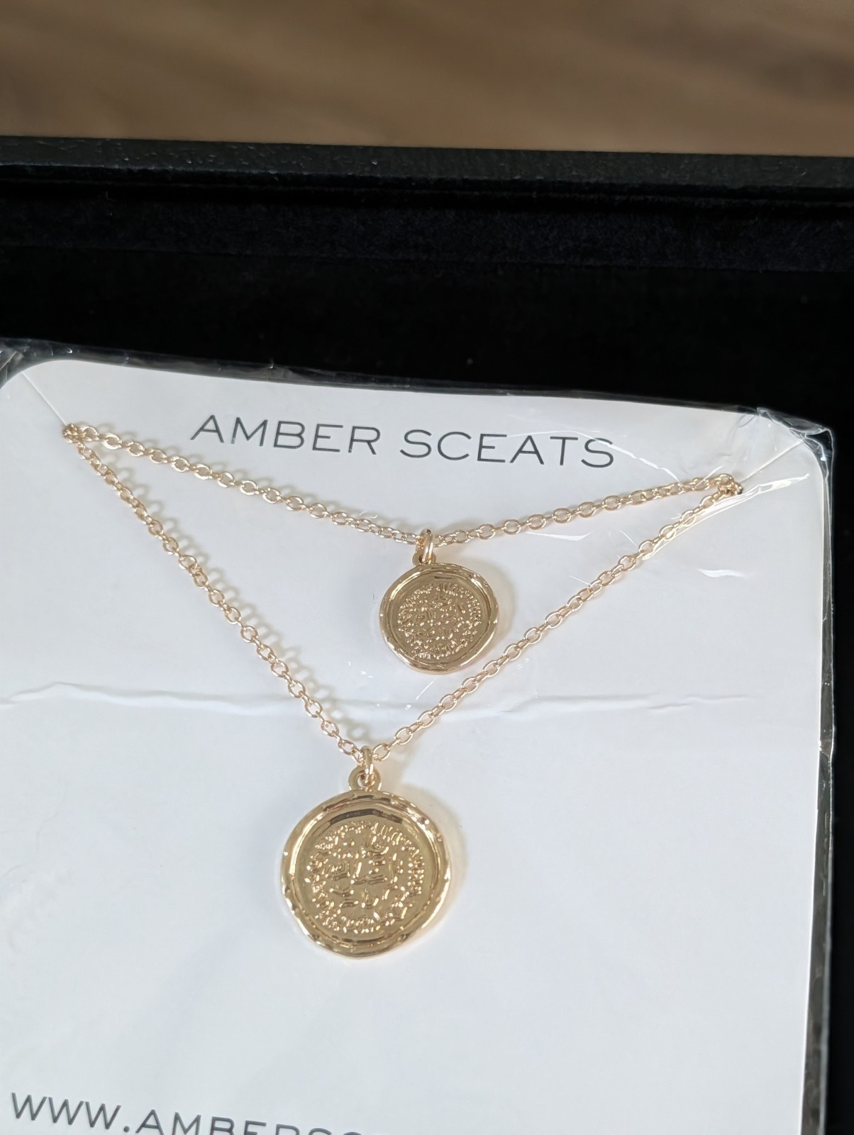 Amber Sceats Gold Tone Layered Round Coin Pendant Cable Chain Necklace