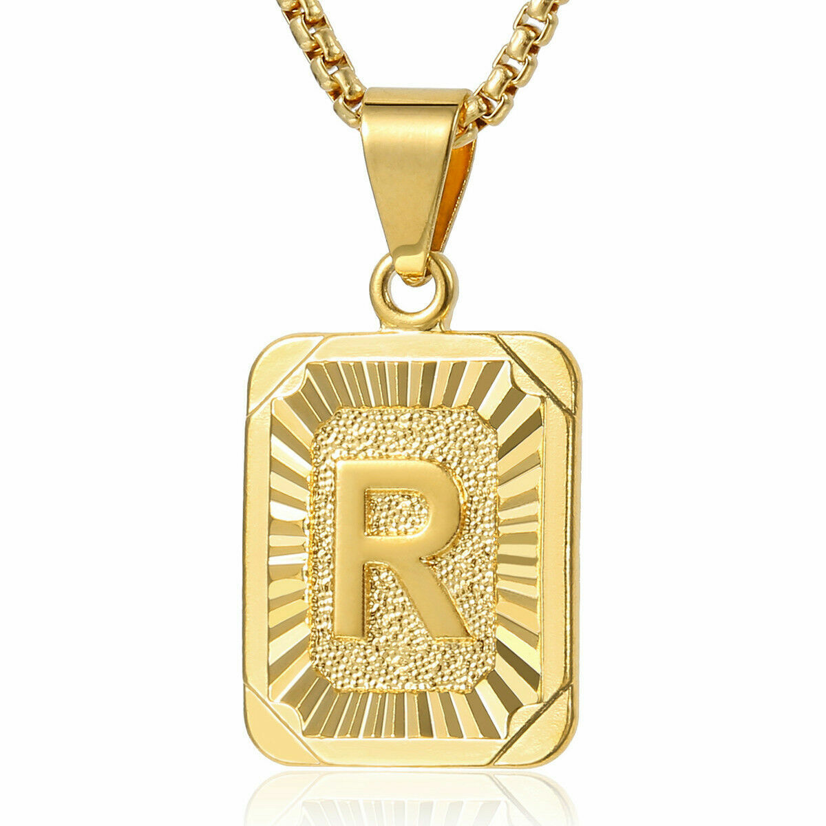 Gold Plated Initial Letter Pendant Necklace Alphabet Charm A-Z For Women Men