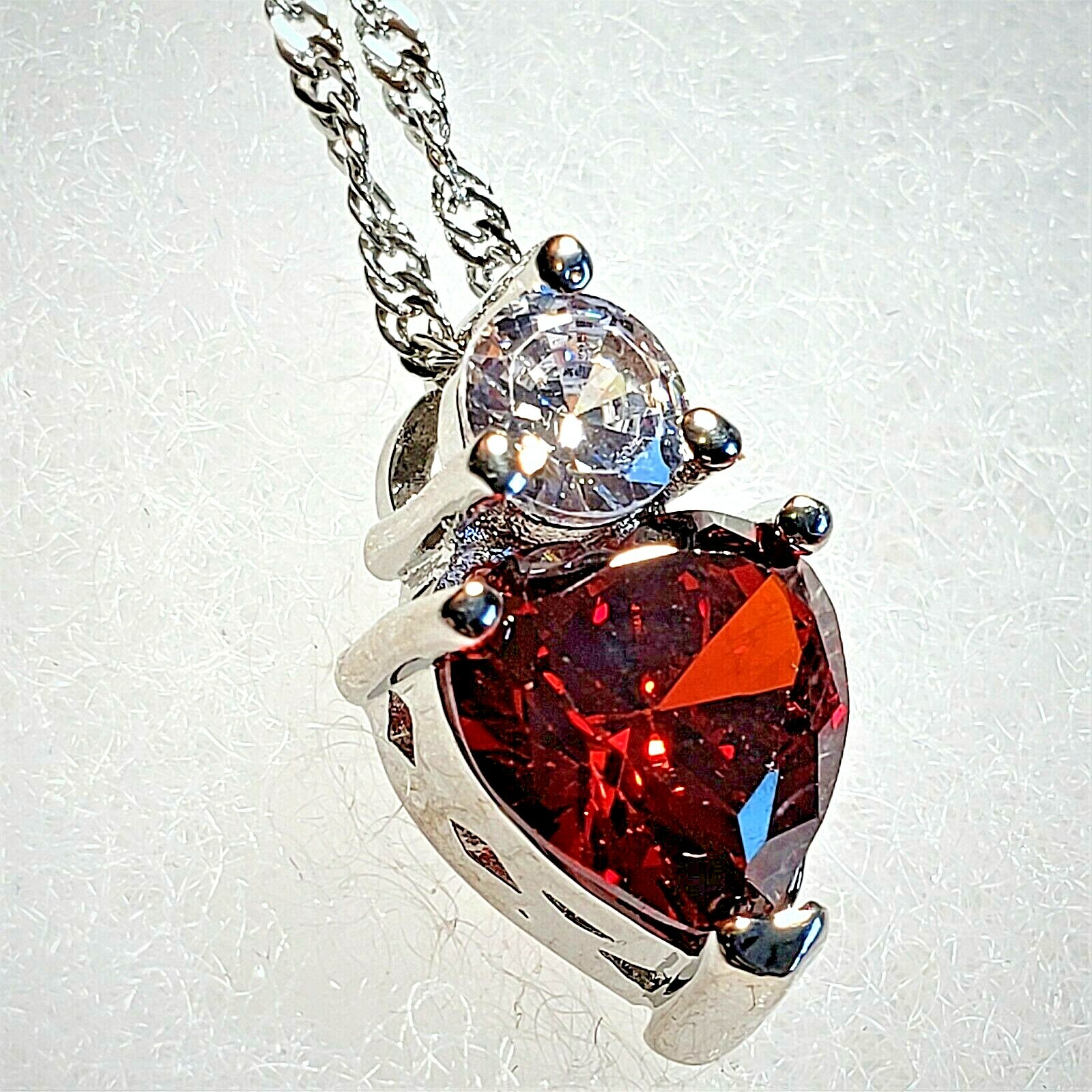 Valentine’s Day Gift/Birthday Gift Necklace Red Heart Shaped Pendant Top Crystal