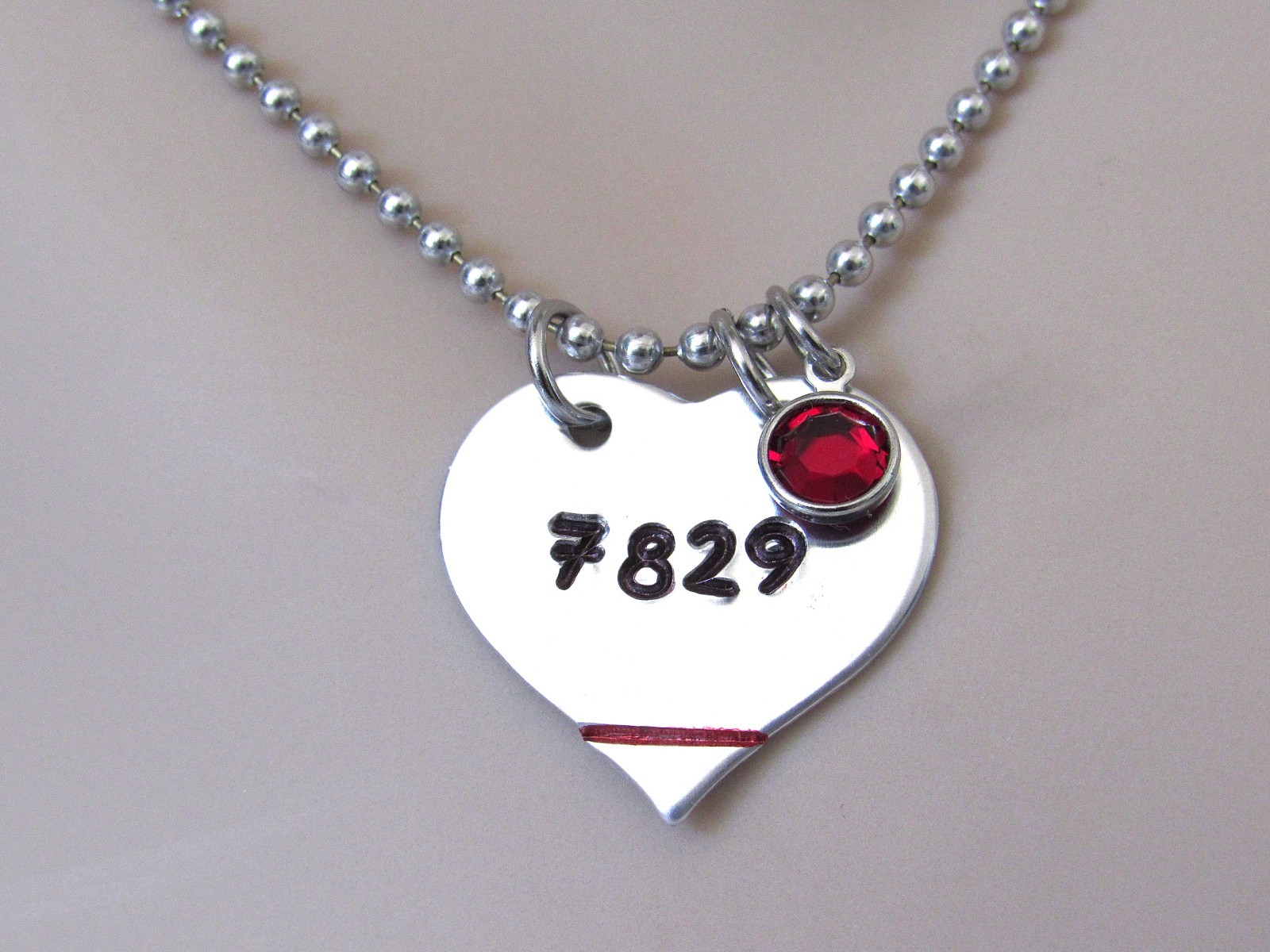 Fire Fighter Necklace, Wife, Mom, Daughter Heart Necklace with Badge Number