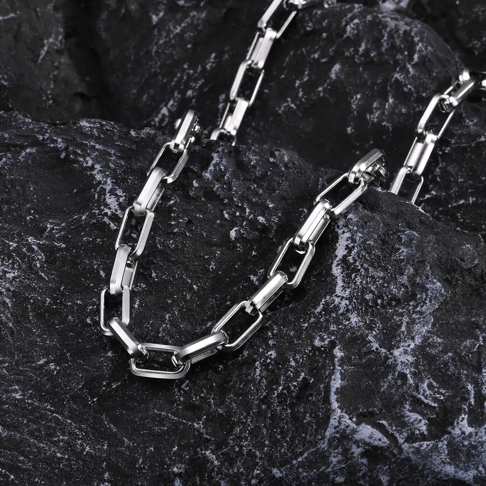 Rectangle Chunky Square Chain Necklace Stainless Steel 50/55/60 cm Men Boys