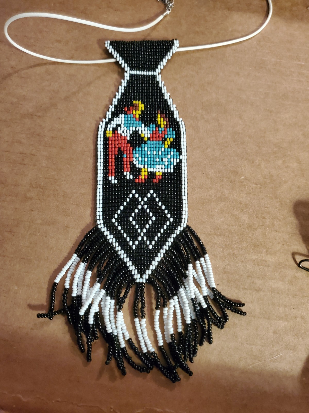 Beaded Fringe Tie Necklace