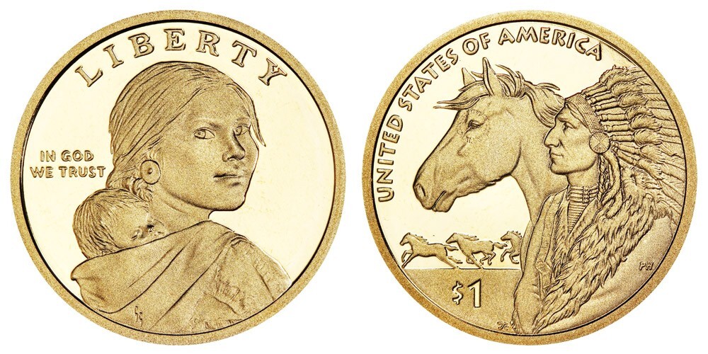 GeetarGizmos INDIAN CHIEF Coin Necklace – authentic 2012 Sacagawea Dollar