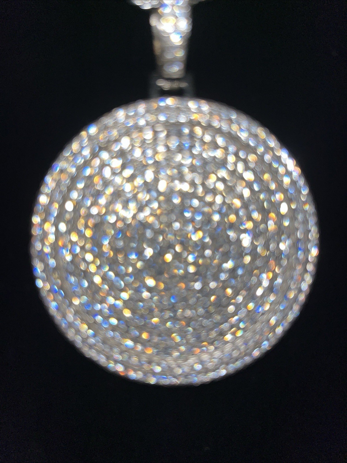 Large 925 Silver Iced Circle Pendant