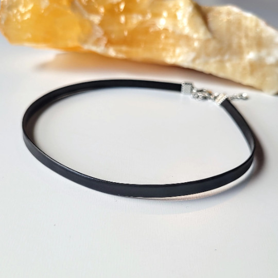 Thin Black Choker Faux Leather Necklace Gothic Clothing Grunge Punk Jewelry