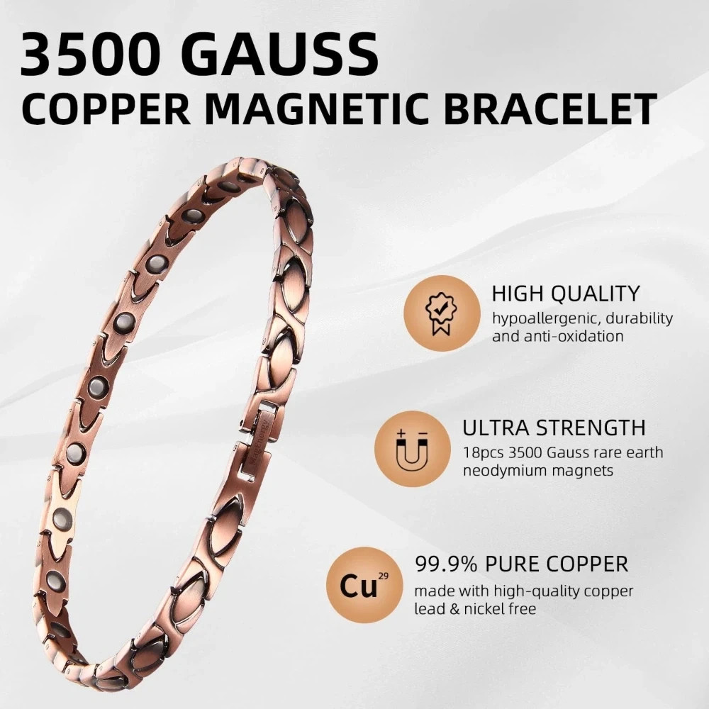Super Strong Pure Copper Arthritis Therapy Magnetic Bracelet Women Dainty Gift