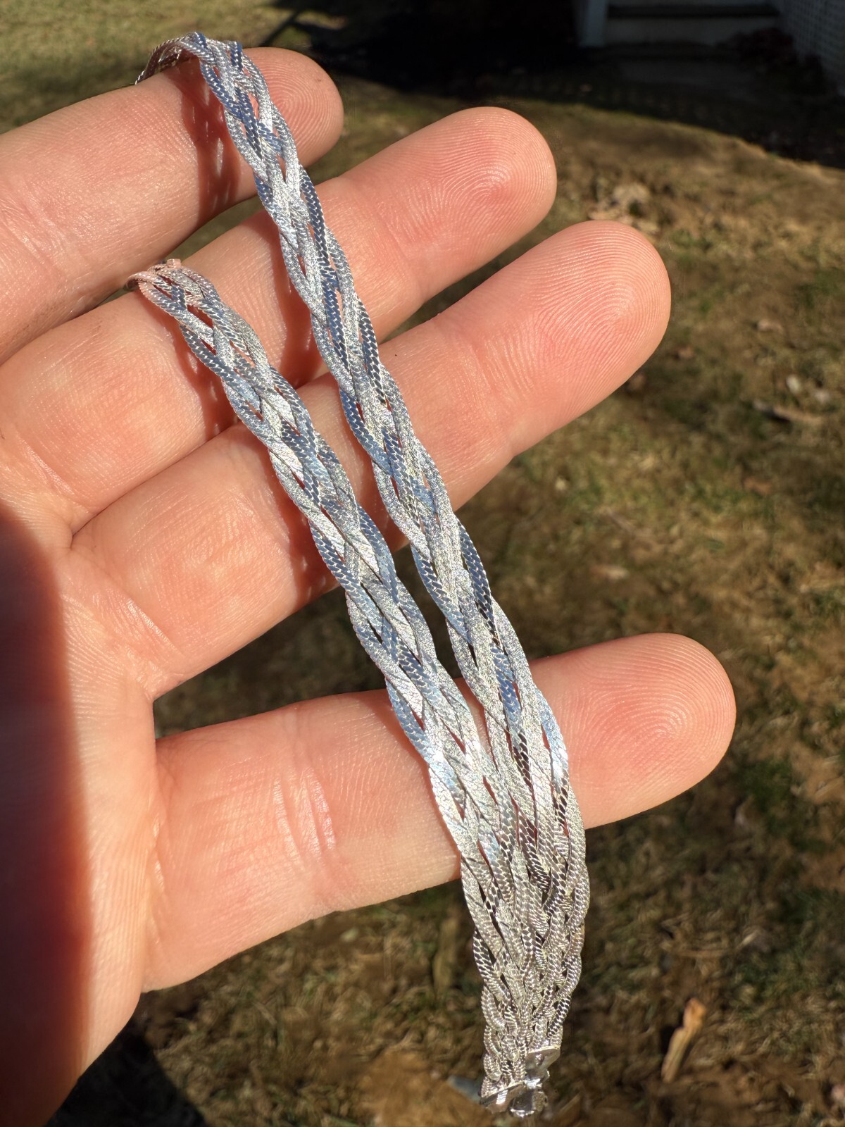 Ladies Solid 925 Sterling Silver Braided Herringbone Chain Necklace 6mm 14″-22″