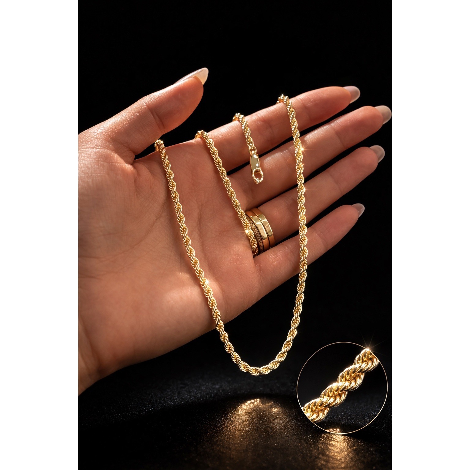 Unisex Gold Tone Curb Flat Chain Necklace High Polish 18″ Smooth Comfort