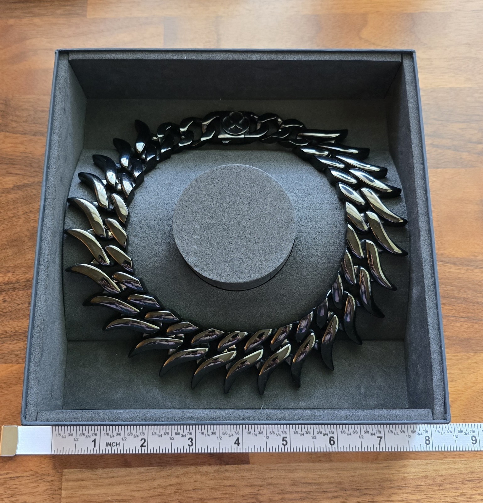 Vitaly “Paralyze” Statement Chain Necklace – Polished Black 18″ Excellent Cond.