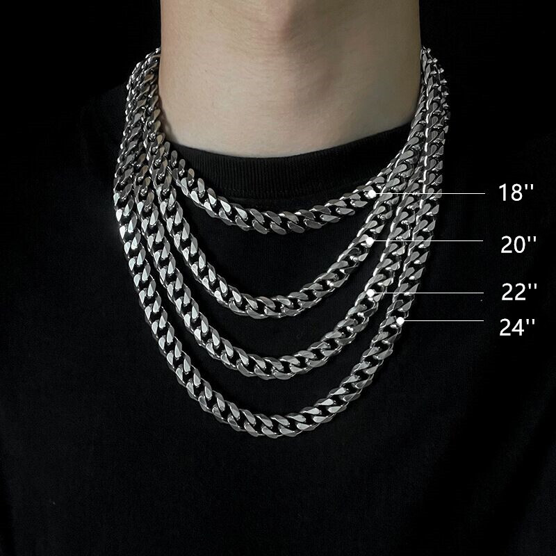 3mm-11mm Women Men Real Stainless Steel Curb Cuban Chain Necklace Never Fade
