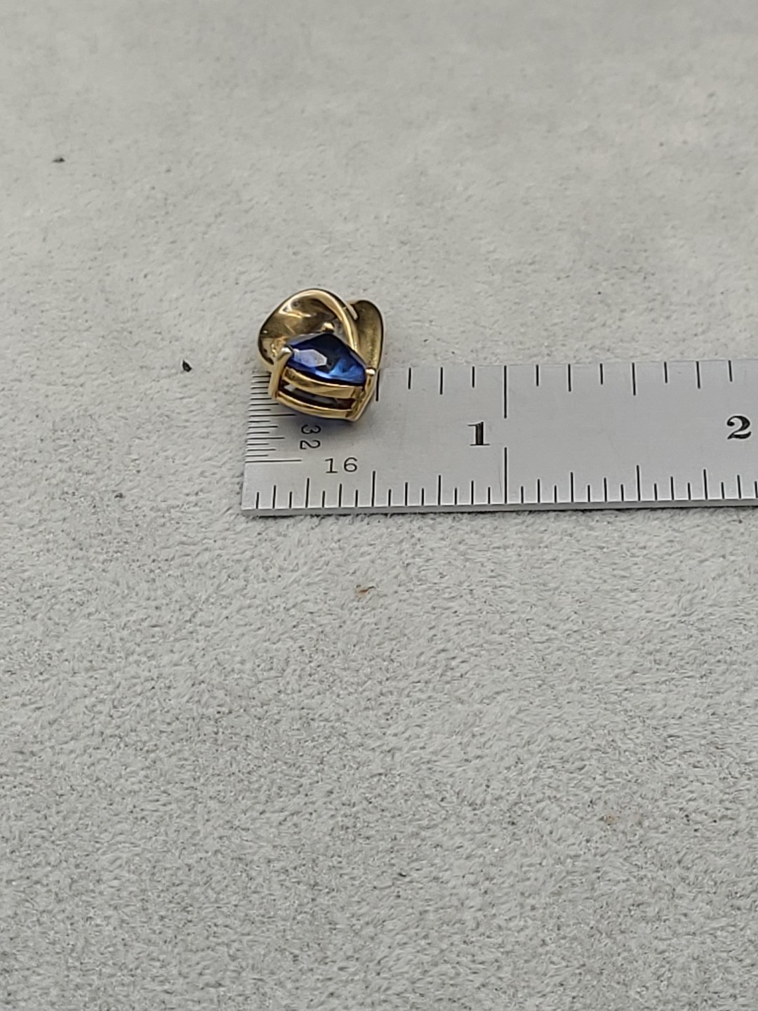 925 Sterling Silver Vermeil Trillion Cut Blue Sapphire Women’s Pendant