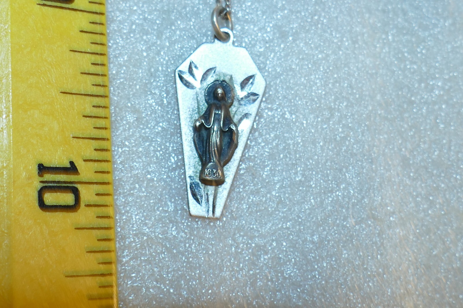 Sterling Silver Etched Pendant on chain, Angel of Harmony Stamped 1030