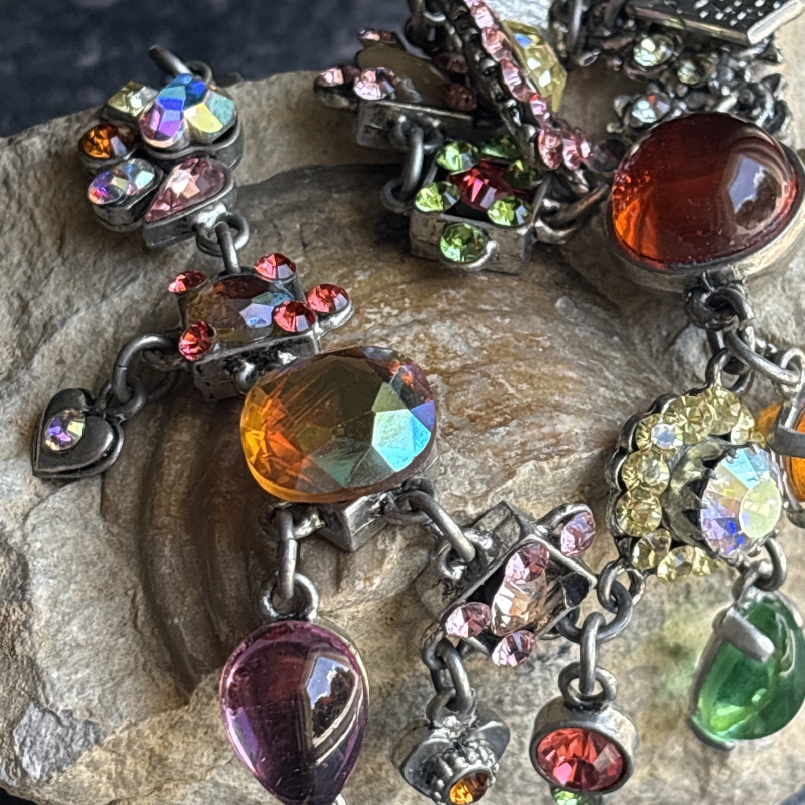 Designer Statement Necklace By RODRIGO OTAZU Swarovski Crystal Multicolor 16.5”