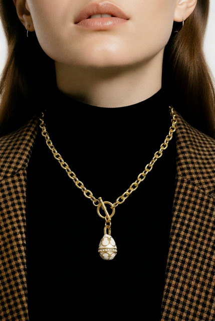 White and Gold Egg Necklace