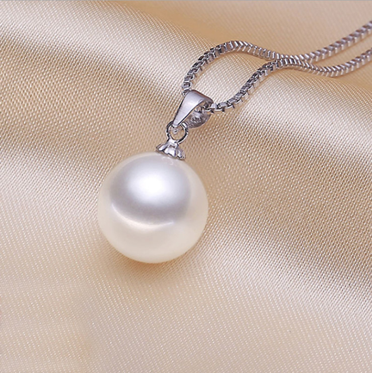Tahitian SHELL Pearl 8/10/12/14/16mm pendant 925 Silver 18″ Necklace gift PE33