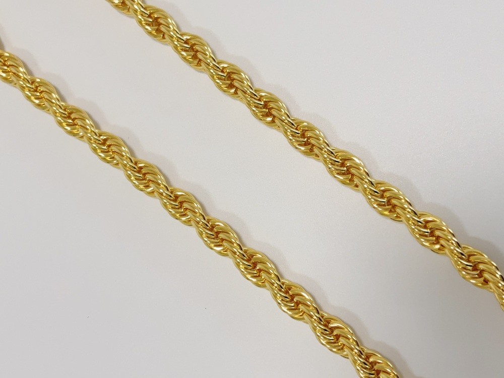 18K Yellow Gold 10mm Diamond Cut Rope Chain Necklace Mens Womens 24in 26in 28in