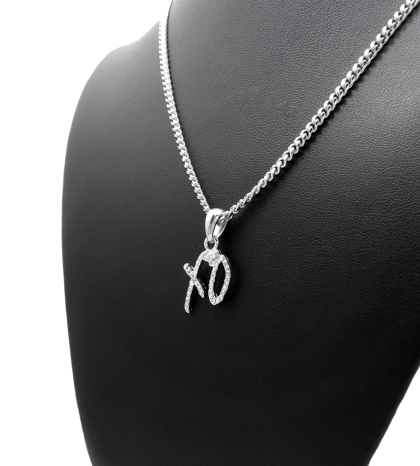 Mini Iced XO Gang Pendant 18″~24″ Box Cuban Rope Chain Stainless Steel Necklace