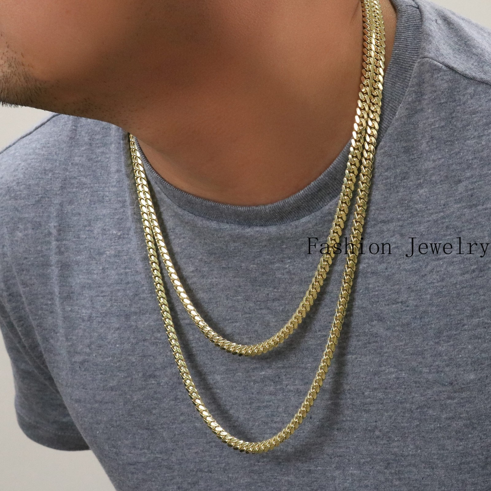 18K Yellow Gold Solid 2.7mm-7mm Miami Cuban Chain Necklace Mens Womens 16″-30″
