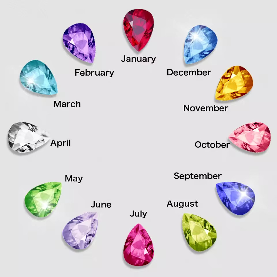 Custom Double Birthstone Name Necklace Engraved Jewelry Zirconia Heart Pendant