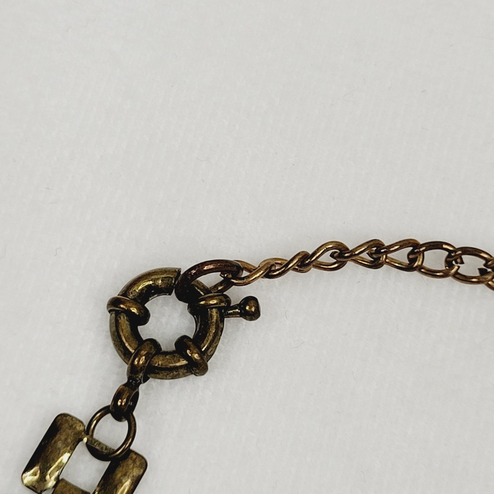 Antiqued Brass Tone Fashion Jewelry Necklace Colorless Rhinestones Statement Art