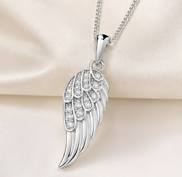 2.20Ct Round Cut Moissanite Women’s Custom Feather Pendant 14K White Gold Plated