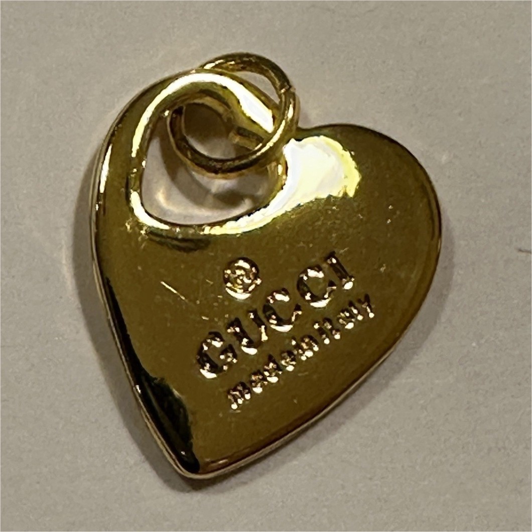 Gucci Gold Heart Pendant Charm Signed Designer Jewelry Italy No Stone