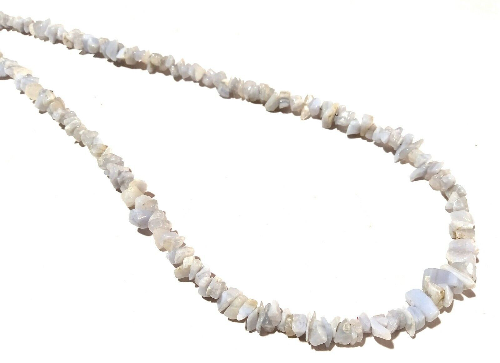 Natural Blue Lace Agate Chip 4-6mm Gemstones Beads 18″ Necklace With Gold Claps