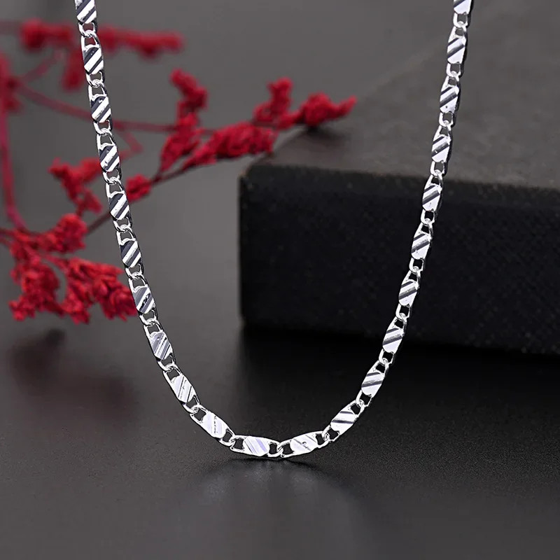 925 Sterling Silver 16/18/20/22/24/26/28/30 Inch Figaro Chain Necklaces For…