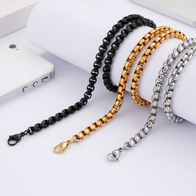 5pcs in bulk Stainless steel Square Rolo Chain Necklace Strong Link 6mm 18-26in